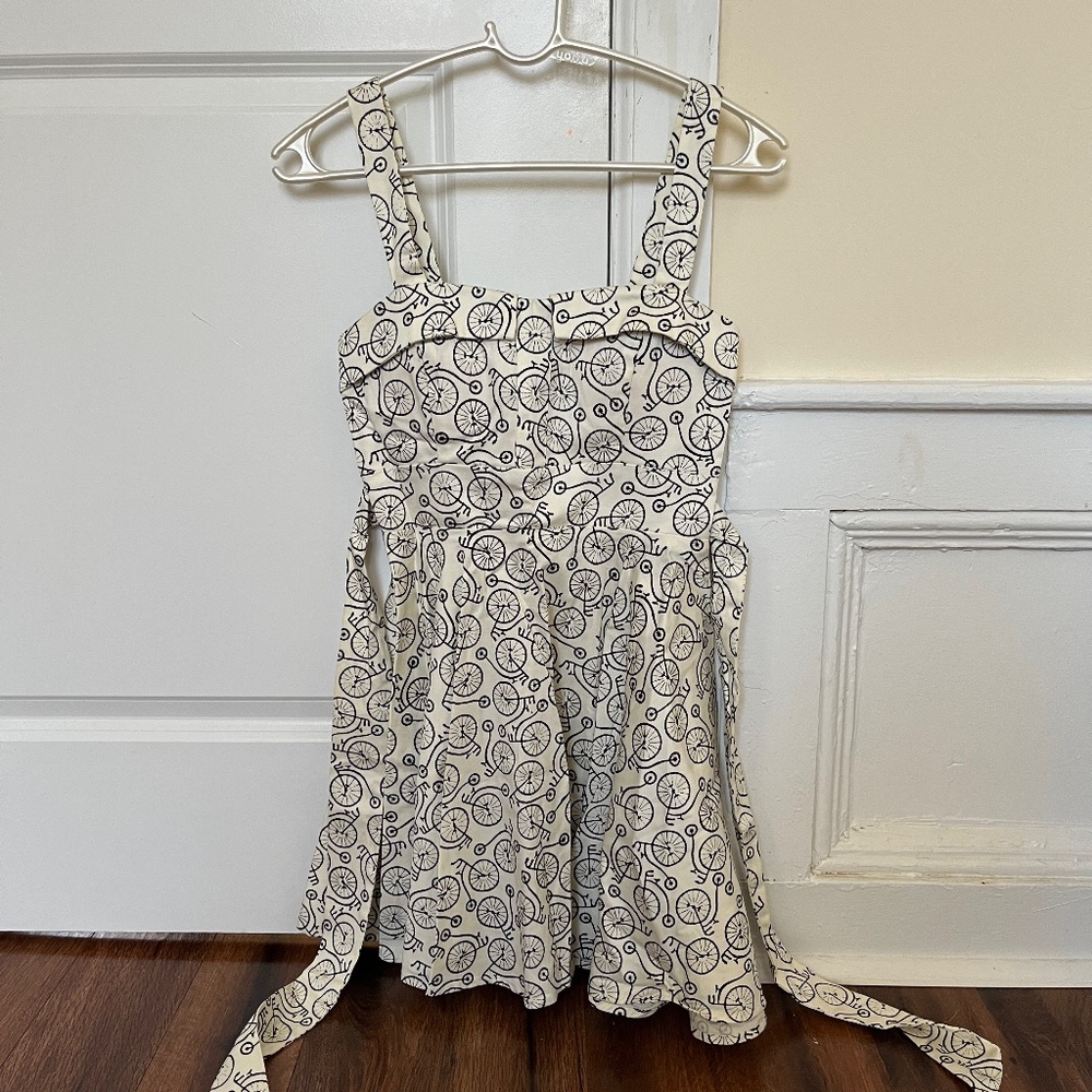Ixia Vintage Short White Unicycle-Print Dress, EUC - Picture 3 of 6